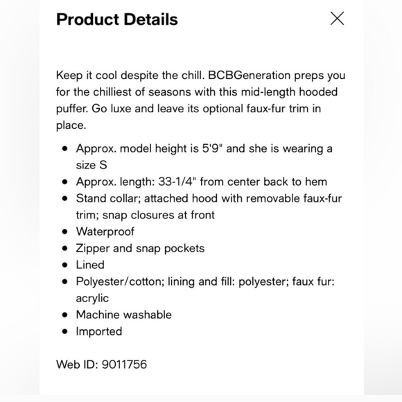 BGBG GENERATION Faux-Fur Trim Hooded Anorak Puffer Coat Size XS - Picture 3 of 8